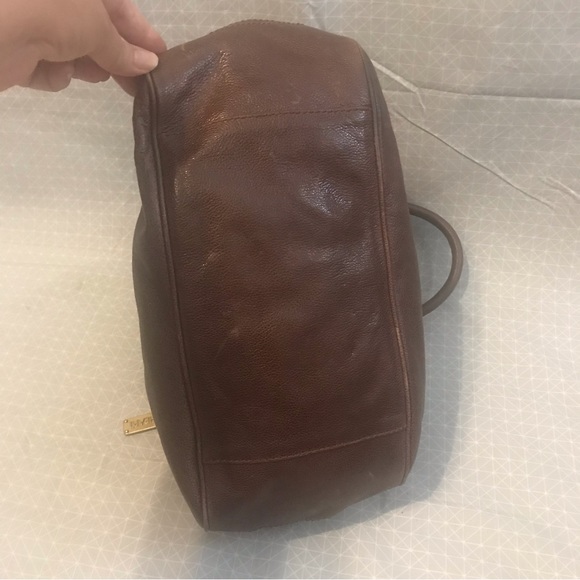 Lockheart Brown Leather Kisslock Convertible Satchel - Picture 7 of 13